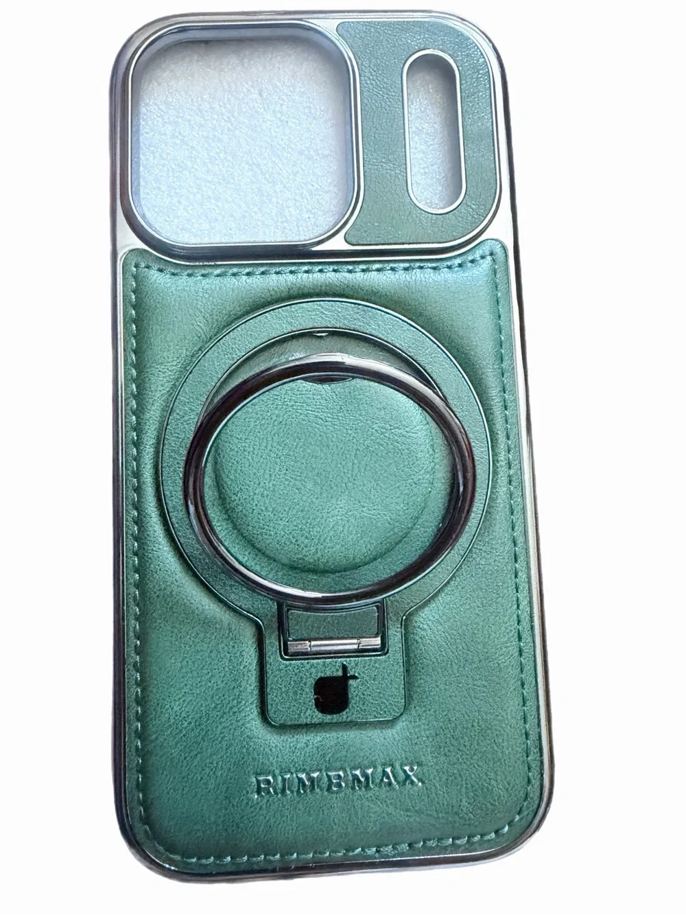 Green Rimemax Magnetic Ring Wallet Case for iPhone 17 Pro